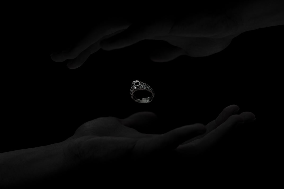 luxurious unisex  sterling silver skull ring embracing the shadows of oneself to create authentic style for men and women