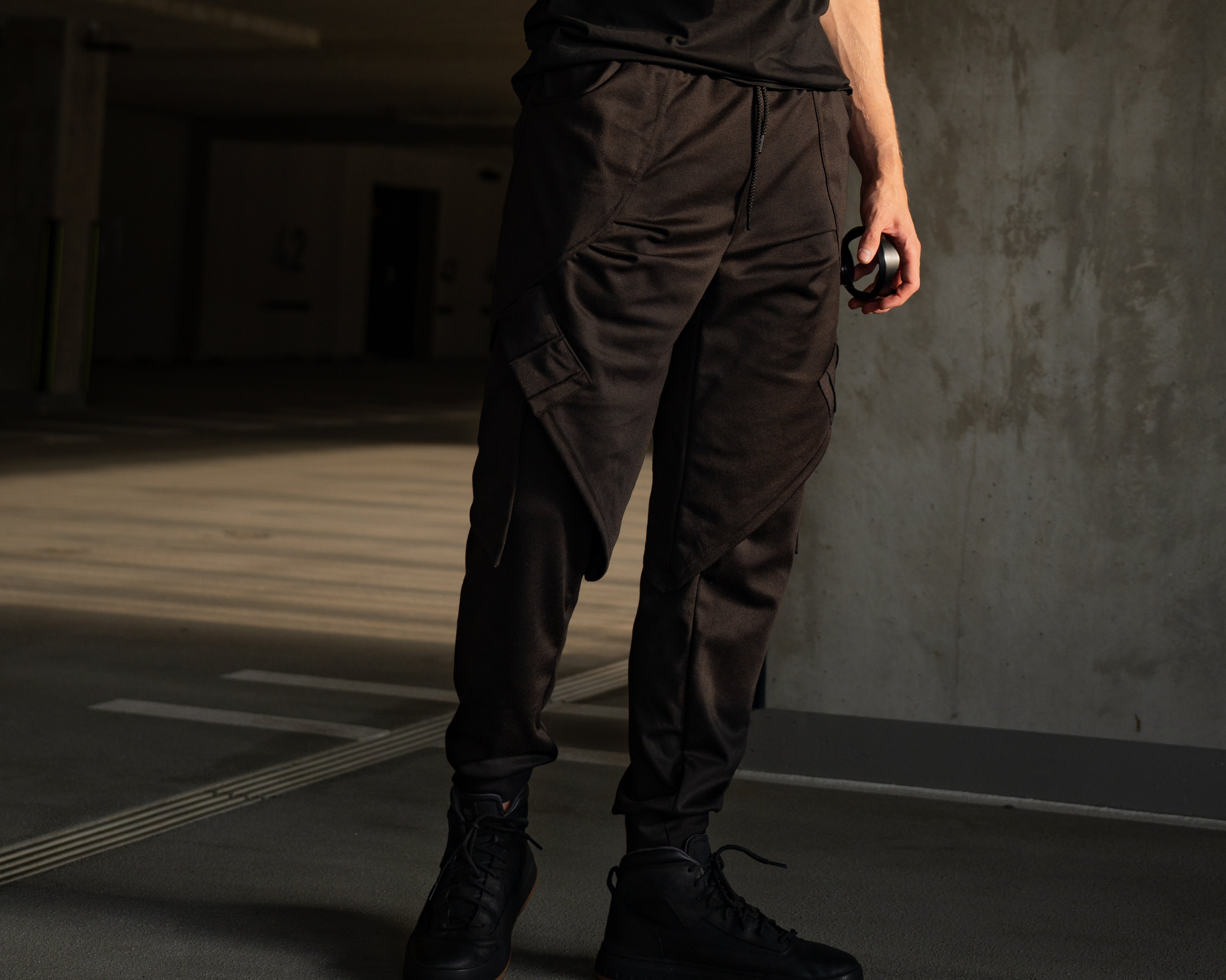 Raw dark pants of branding close up covering new industry standards